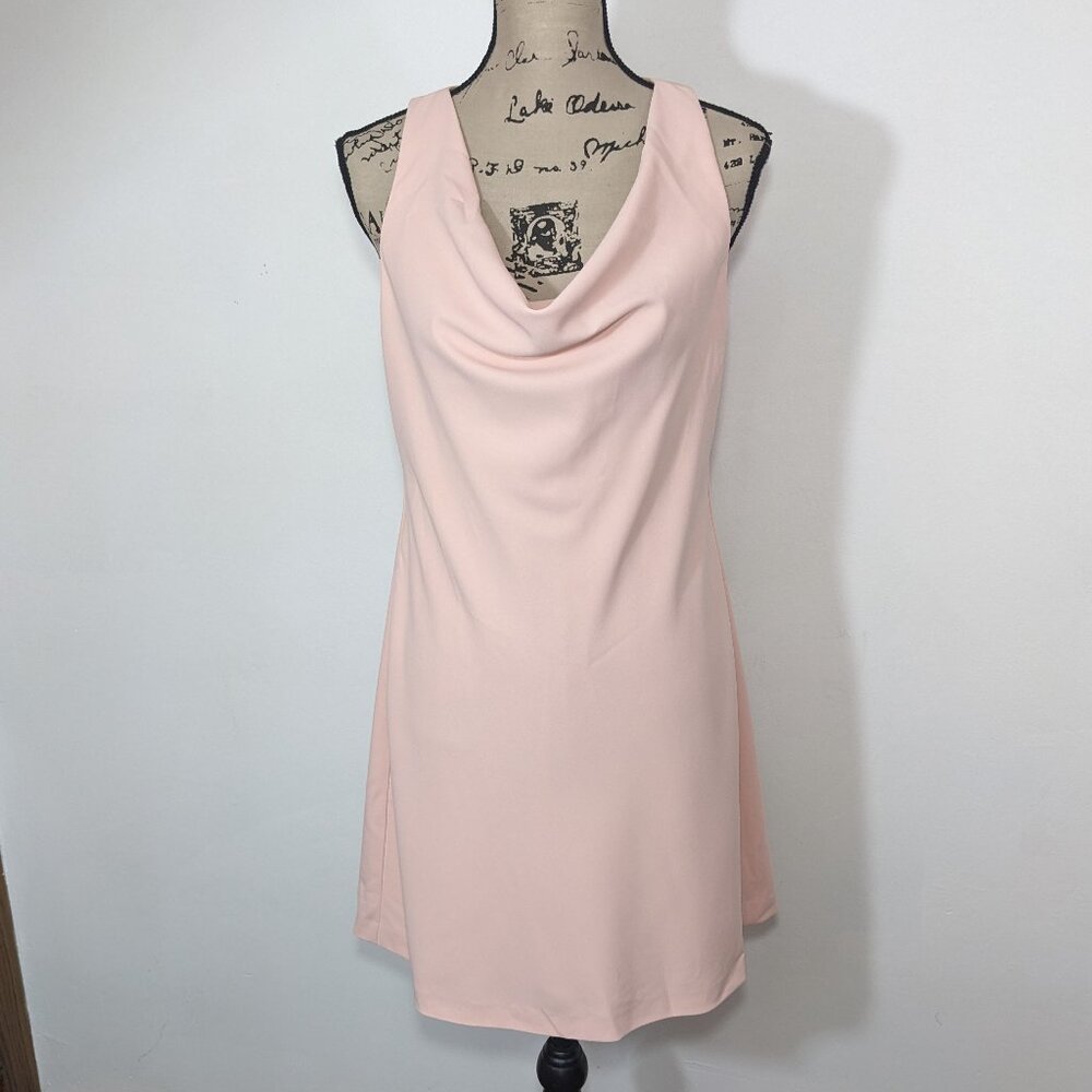 Alice + Olivia Harmony Racerback Cowl Neck A-Line Sleeveless Mini Dress Blush 6